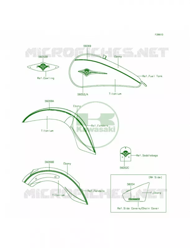 DecalsEbonyTitaniumDDF Kawasaki MOTOS 900 2013 Vulcan 900 Classic LT  VN900DDF