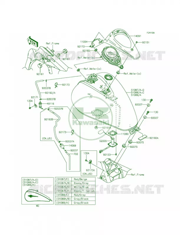 Fuel TankDCF-DFF Kawasaki MOTOS 900 2013 Vulcan 900 Classic LT  VN900DDF