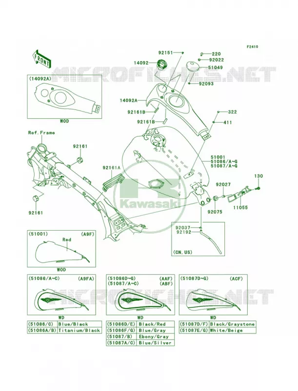 Fuel Tank Kawasaki MOTOS 1700 2012 Vulcan 1700 Voyager  VN1700ACF