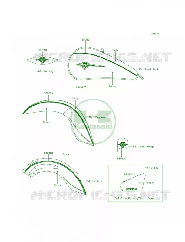 DecalsEbonyGrayDCF Kawasaki MOTOS 900 2012 Vulcan 900 Classic LT  VN900DCF