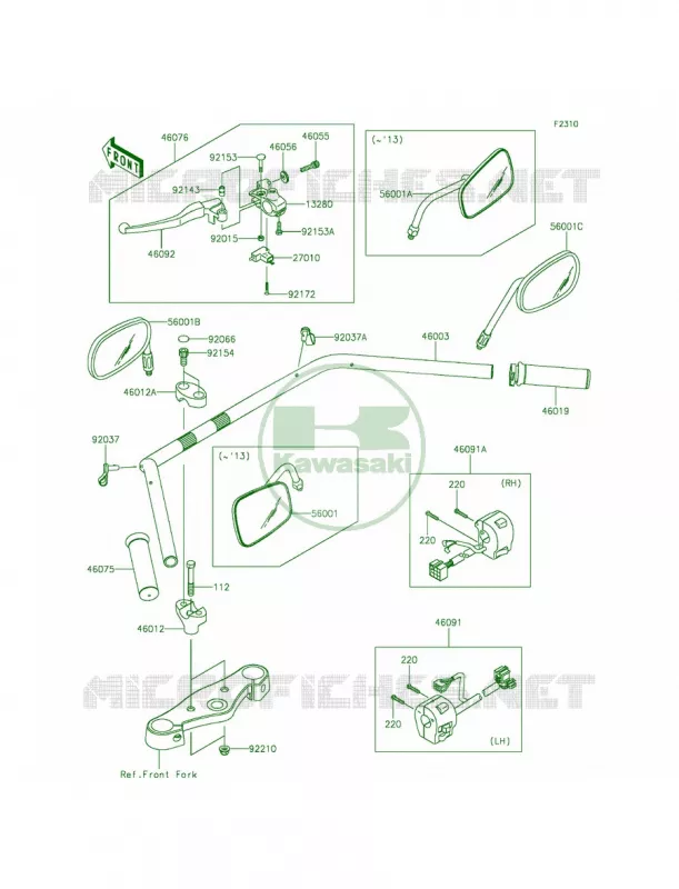 Handlebar Kawasaki MOTOS 900 2012 Vulcan 900 Classic LT  VN900DCF