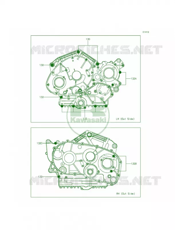 Crankcase Bolt Pattern Kawasaki MOTOS 900 2012 Vulcan 900 Custom  VN900CCF
