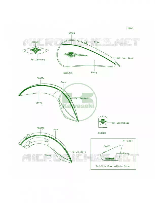 DecalsEbonyGrayDCF Kawasaki MOTOS 900 2011 Vulcan 900 Classic LT  VN900DBF