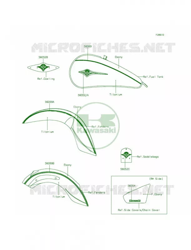DecalsEbonyTitaniumDDF Kawasaki MOTOS 900 2011 Vulcan 900 Classic LT  VN900DBF
