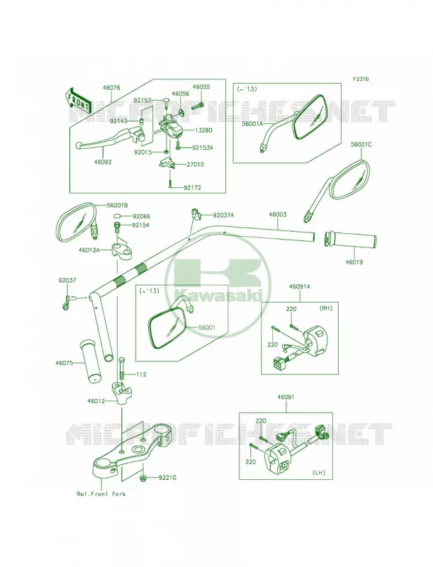 Handlebar Kawasaki MOTOS 900 2011 Vulcan 900 Classic LT  VN900DBF