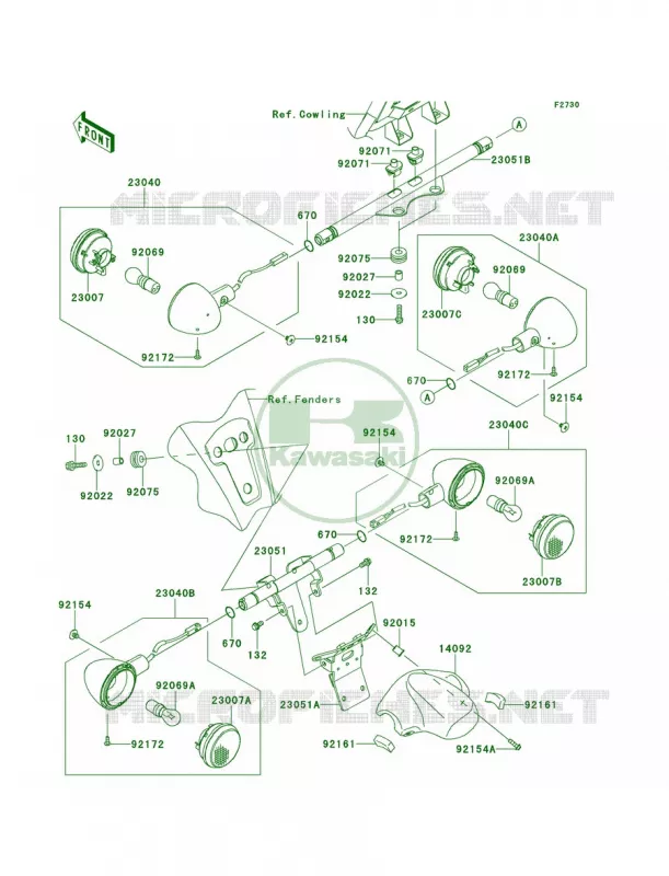 Turn SignalsA9F-ABF Kawasaki MOTOS 1700 2010 Vulcan 1700 Voyager  VN1700AAF