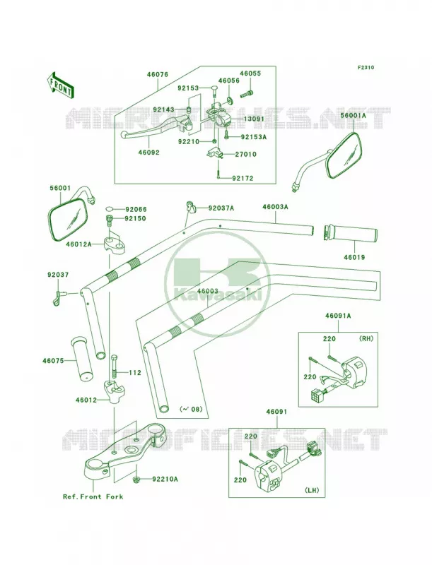 Handlebar Kawasaki MOTOS 900 2010 Vulcan 900 Classic LT  VN900DAF