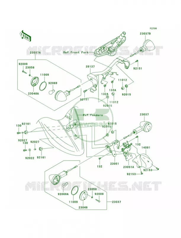 Turn Signals-JKAVN2D1 7A011496 Kawasaki MOTOS 900 2010 Vulcan 900 Classic LT  VN900DAF