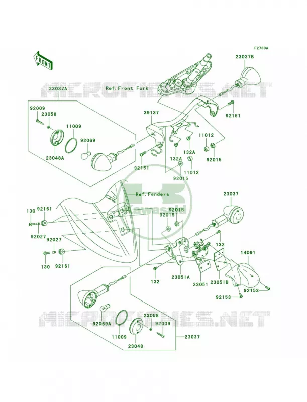 Turn Signals JKAVN2D1 7A011497- Kawasaki MOTOS 900 2010 Vulcan 900 Classic LT  VN900DAF