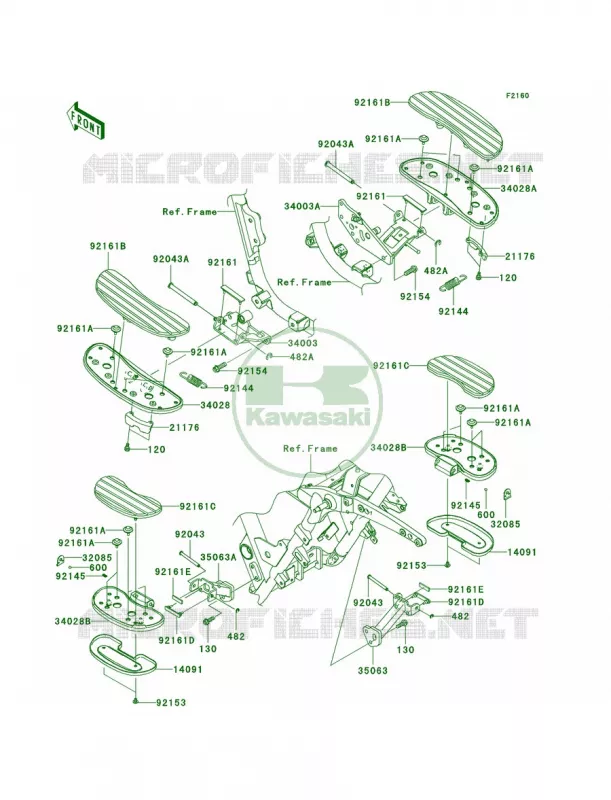 Footrests Kawasaki MOTOS 1700 2010 Vulcan 1700 Voyager ABS  VN1700BAF