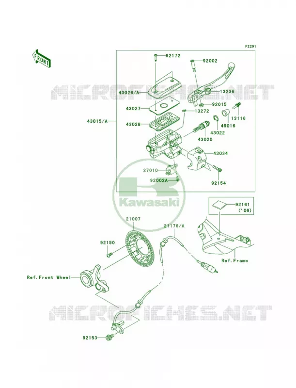 Front Master Cylinder Kawasaki MOTOS 1700 2010 Vulcan 1700 Voyager ABS  VN1700BAF