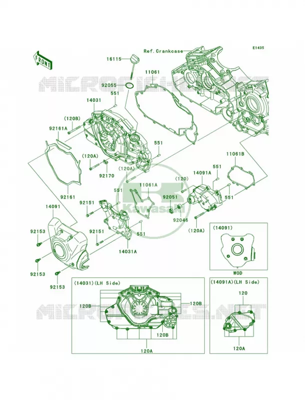 Left Engine Covers Kawasaki MOTOS 1700 2010 Vulcan 1700 Voyager ABS  VN1700BAF