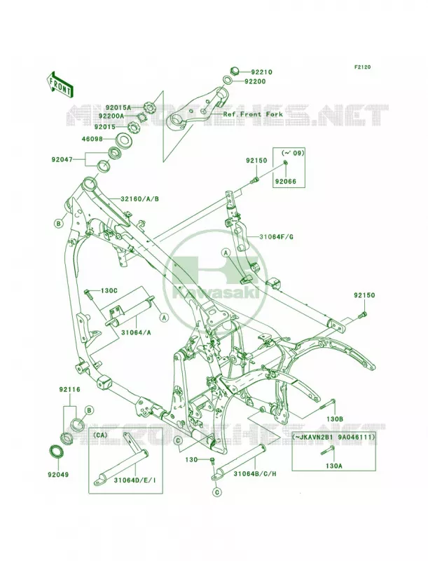 Frame Kawasaki MOTOS 900 2009 Vulcan 900 Classic  VN900B9F