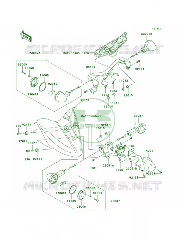 Turn Signals JKAVN2D1 7A011497- Kawasaki MOTOS 900 2009 Vulcan 900 Classic LT  VN900D9F