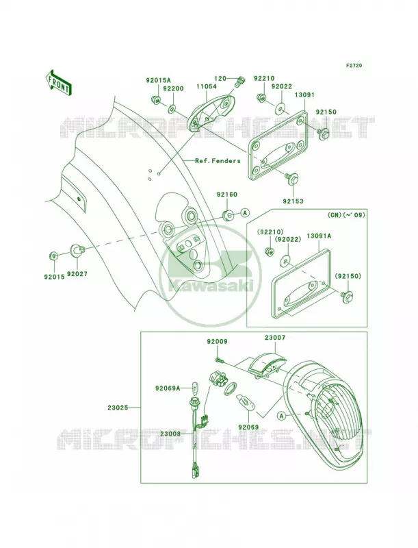 Taillights Kawasaki MOTOS 2000 2009 Vulcan 2000 Classic LT  VN2000J9F