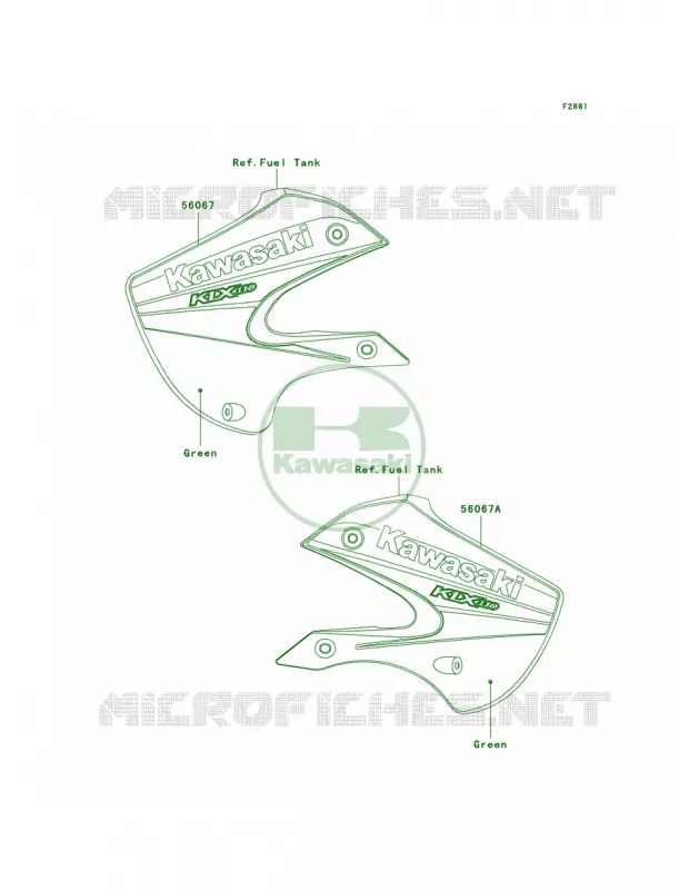 DecalsGreenA6F Kawasaki MOTOS 110 2006 KLX110  KLX110A6F
