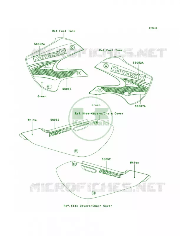 DecalsGreenA7F Kawasaki MOTOS 110 2006 KLX110  KLX110A6F