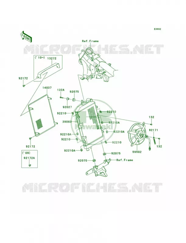 RadiatorA9F-ABF Kawasaki MOTOS 1700 2009 Vulcan 1700 Voyager  VN1700A9FA