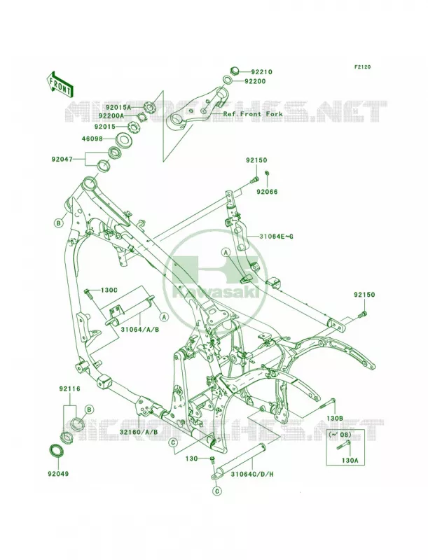 Frame Kawasaki MOTOS 900 2009 Vulcan 900 Custom   VN900C9FA