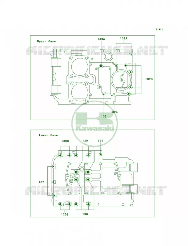 Crankcase Bolt Pattern Kawasaki MOTOS 500 2008 Vulcan 500 LTD  EN500C8F