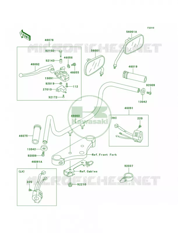 Handlebar Kawasaki MOTOS 500 2008 Vulcan 500 LTD  EN500C8F