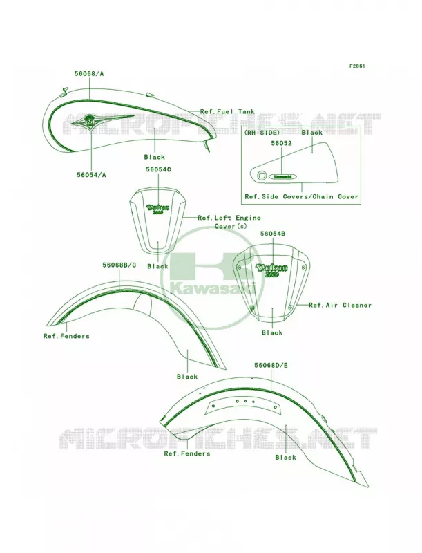 DecalsBlackG8F Kawasaki MOTOS 2000 2008 Vulcan 2000  VN2000G8F