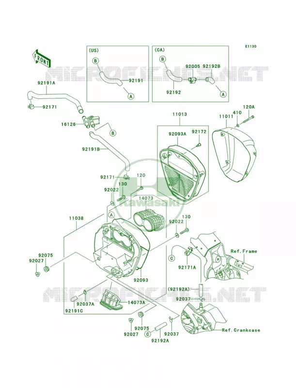 Air Cleaner Kawasaki MOTOS 2000 2008 Vulcan 2000 Classic  VN2000H8F