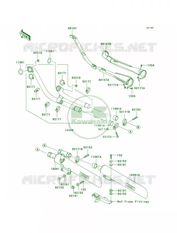 Mufflers Kawasaki MOTOS 2000 2008 Vulcan 2000 Classic LT  VN2000J8F