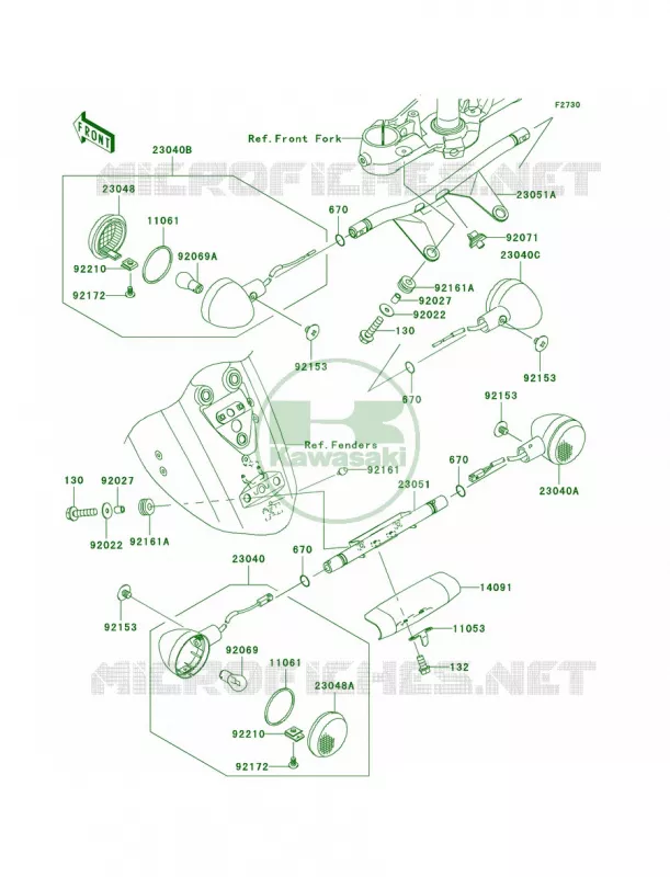 Turn Signals Kawasaki MOTOS 2000 2008 Vulcan 2000 Classic LT  VN2000J8F