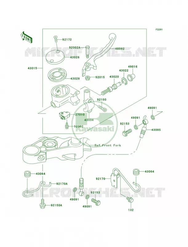 Front Master Cylinder Kawasaki MOTOS 500 2007 Vulcan 500 LTD  EN500C7F