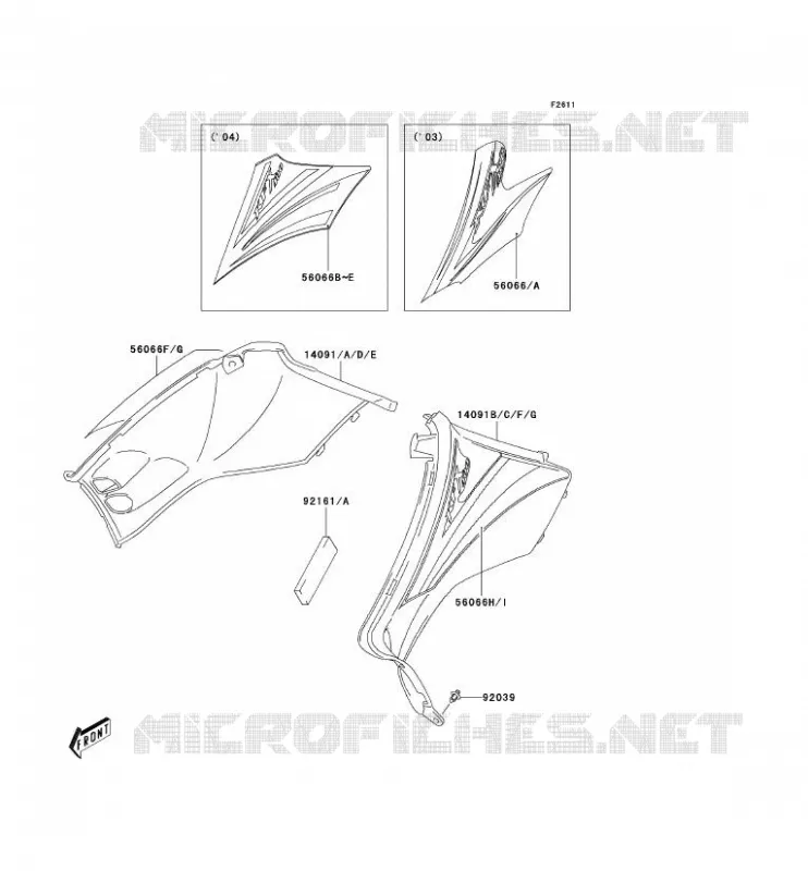 SIDE COWLING Kawasaki QUAD 400 2005 KFX400  KSF400-A3