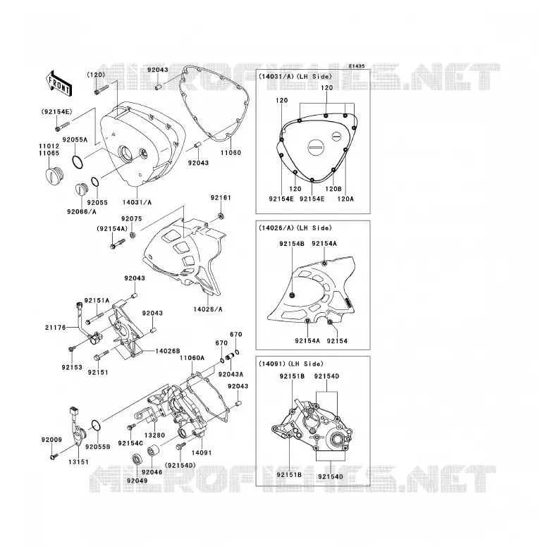 LEFT ENGINE COVER Kawasaki MOTOS 800 2013 W800  EJ800ADFA