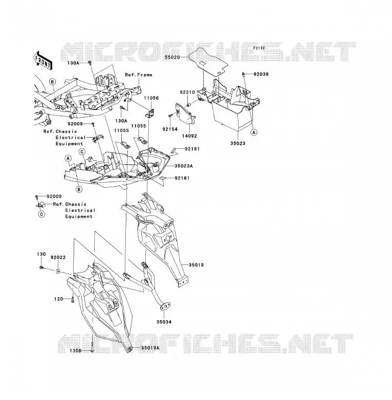 REAR FENDER Kawasaki MOTOS 650 2012 VERSYS 650 ABS  KLE650DCFW