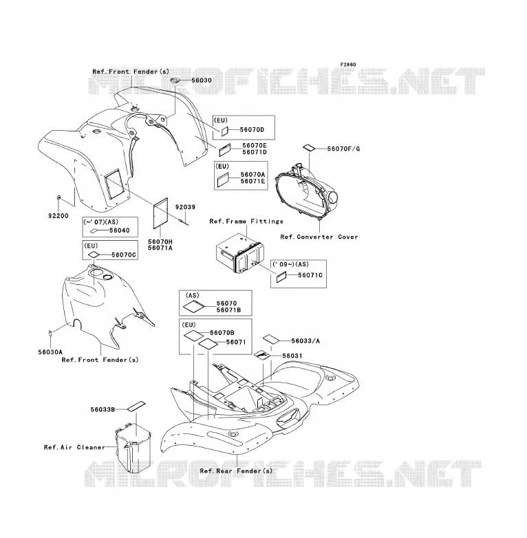 LABELS Kawasaki QUAD 360 2009 KVF360  KVF360B9F