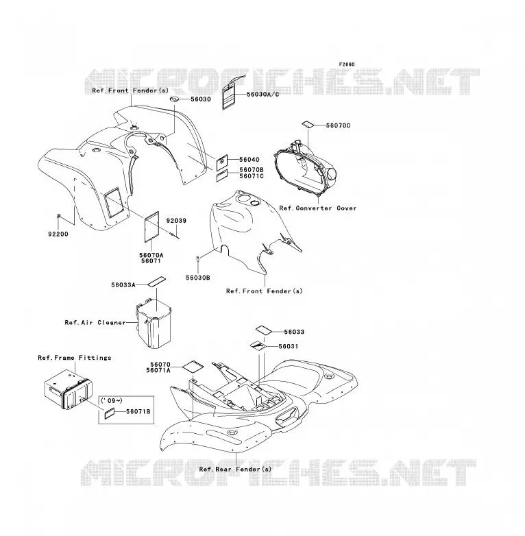 LABELS Kawasaki QUAD 360 2009 KVF360  KVF360B9F