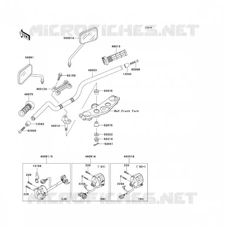 HANDLEBAR Kawasaki MOTOS 1200 2001 ZRX1200  ZR1200-C1P