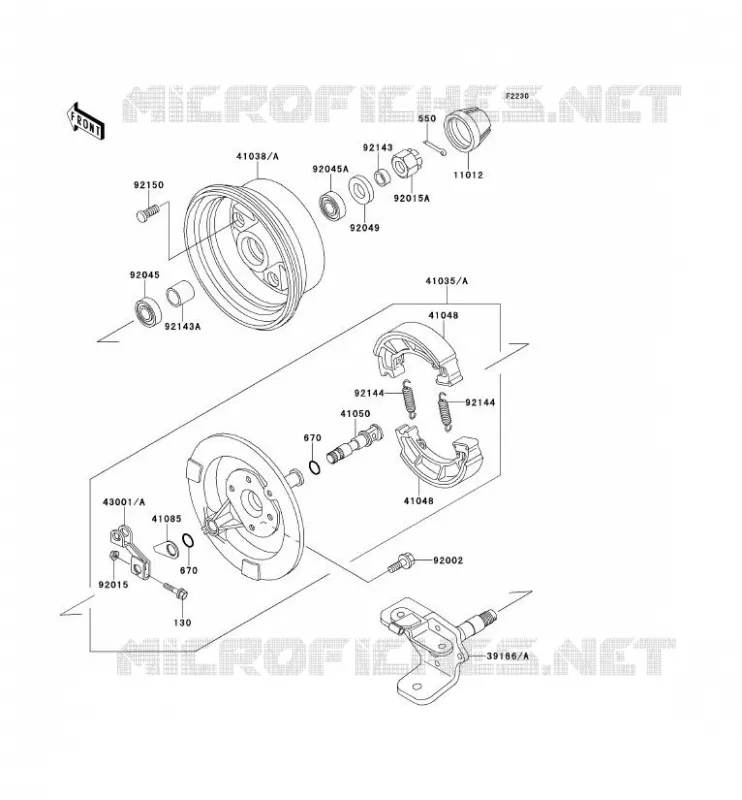 FRONT HUB Kawasaki QUAD 220 2000 KLF220  KLF220-A13