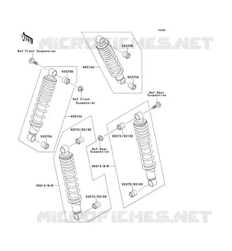 SUSPENSION - SHOCK ABSORBER Kawasaki QUAD 220 2001 KLF220  KLF220-A14