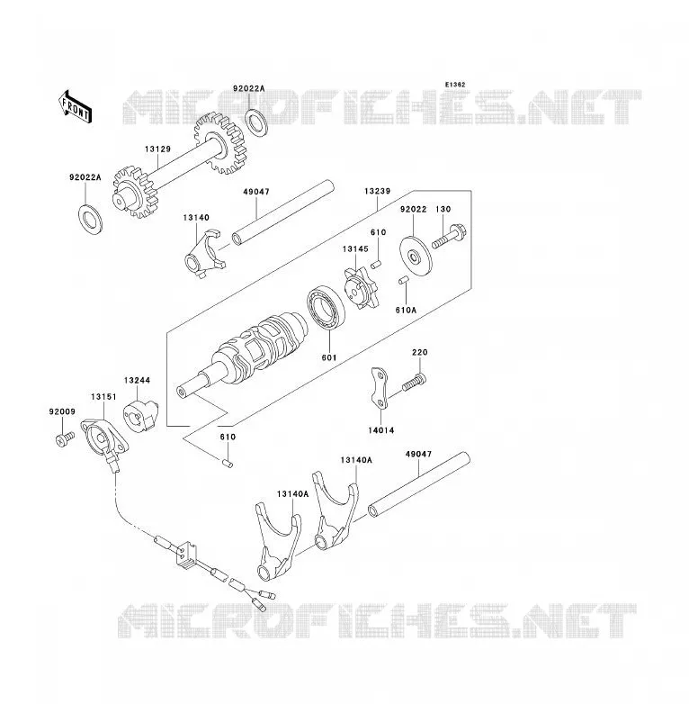 GEAR CHANGE DRUM - SHIFT FORKS Kawasaki QUAD 220 2002 KLF220  KLF220-A15
