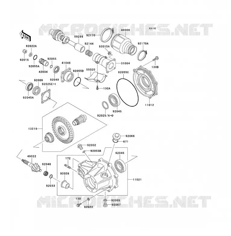 DRIVE SHAFT - FINAL GEAR Kawasaki QUAD 220 2002 KLF220  KLF220-A15