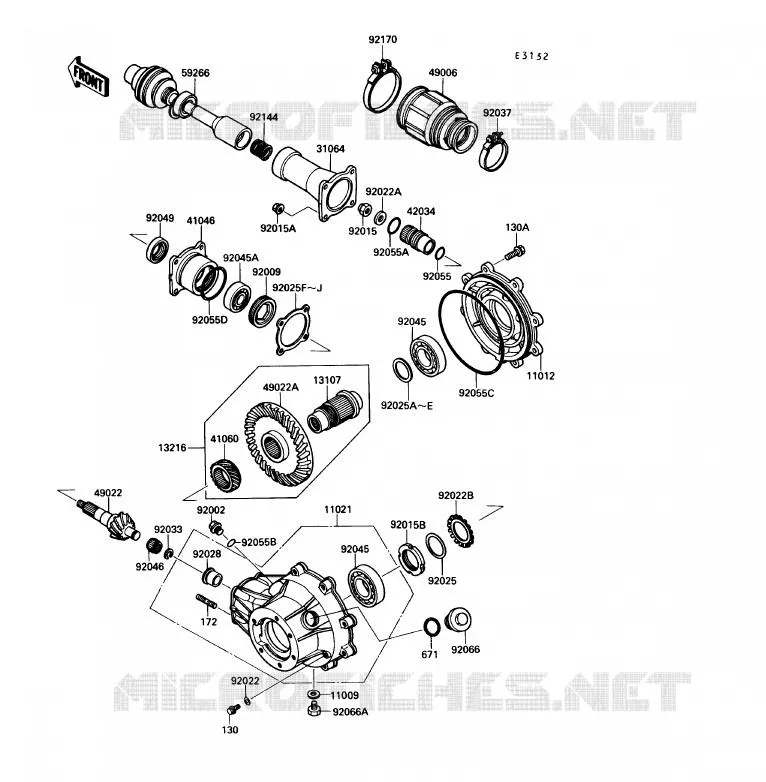 DRIVE SHAFT - FINAL GEAR Kawasaki QUAD 220 1990 KLF220  KLF220-A3