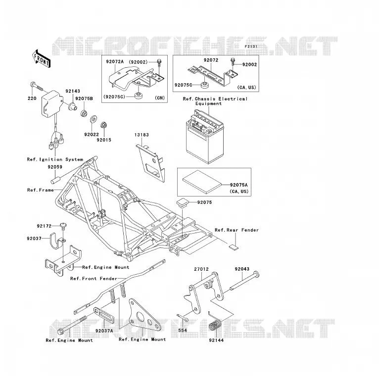FRAME PARTS (COUVERTURE) Kawasaki QUAD 250 2003 KLF250  KLF250-A1
