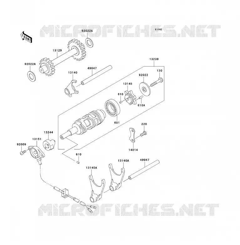 GEAR CHANGE DRUM - SHIFT FORKS Kawasaki QUAD 250 2004 KLF250  KLF250-A2
