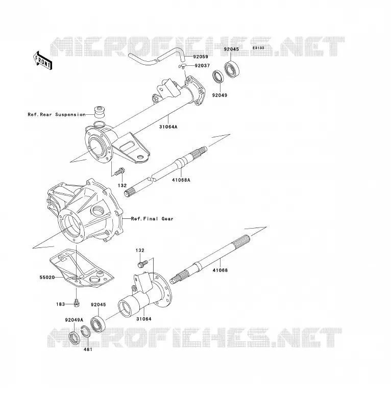 REAR AXLE Kawasaki QUAD 250 2004 KLF250  KLF250-A2