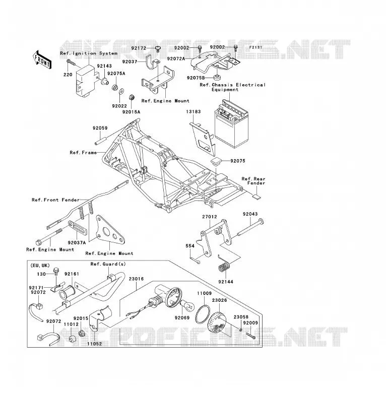 FRAME PARTS (COUVERTURE) Kawasaki QUAD 250 2005 KLF250  KLF250-A3
