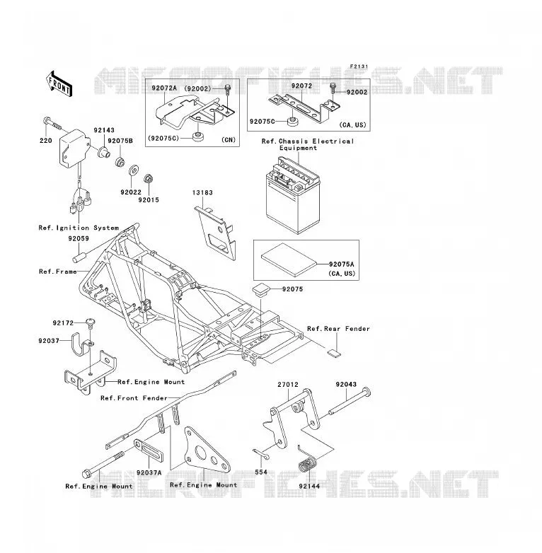 FRAME PARTS (COUVERTURE) Kawasaki QUAD 250 2005 KLF250  KLF250-A3