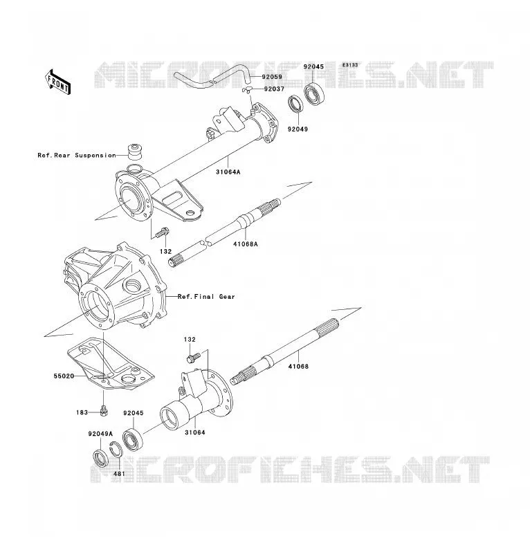 REAR AXLE Kawasaki QUAD 250 2005 KLF250  KLF250-A3