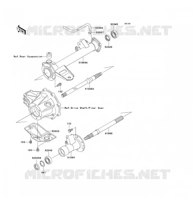 REAR AXLE Kawasaki QUAD 250 2006 KLF250  KLF250A6F