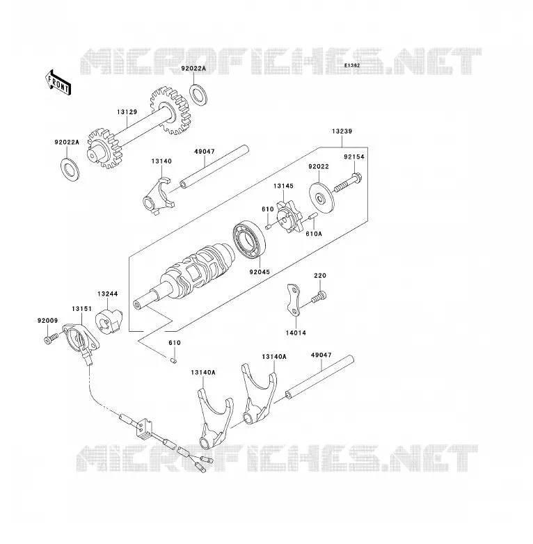 GEAR CHANGE DRUM - SHIFT FORKS Kawasaki QUAD 250 2006 KLF250  KLF250A6F
