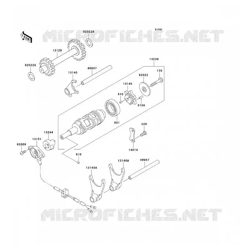 GEAR CHANGE DRUM - SHIFT FORKS Kawasaki QUAD 250 2007 KLF250  KLF250A7F